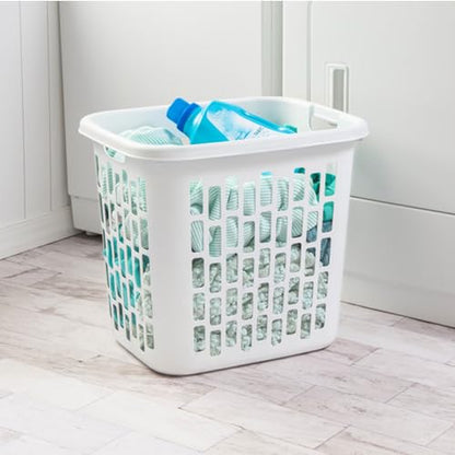 Sterilite Ultra Easy Carry Plastic Dirty Clothes Laundry Basket Hamper with Integrated Handles and Ventilation Holes, White (8 Pack) - size: 8 Pack
