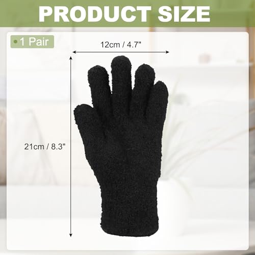 uxcell Microfiber Gloves, Reusable Washable Plant Dusting Gloves Cleaning Mittens for Auto Plants Household - color: Black