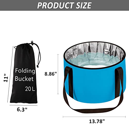 Foot Bath Basin 20L Collapsible Bucket, Portable Foot Soak Tub Feet Soaking Bucket for Outdoor Travel, Camping, Fishing(Blue) - color: Blue, size: 20L-1pcs