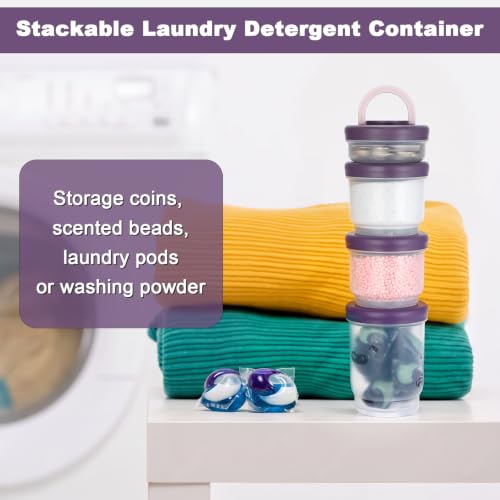 Portable Laundry Detergent Dispenser with Handle, 4 in 1, Purple - color: Purple, size: 160+420+420+600ml