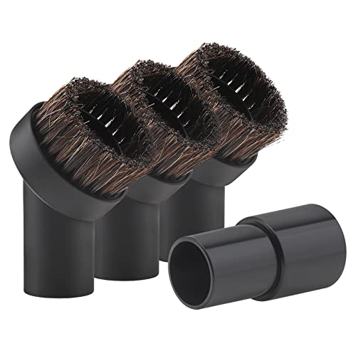 Vacuum Brush Attachment,Horse Hair Round Dust Brush with Universal Adapter - size: 1.25"/1-1/4" to 1-3/8" Adapter