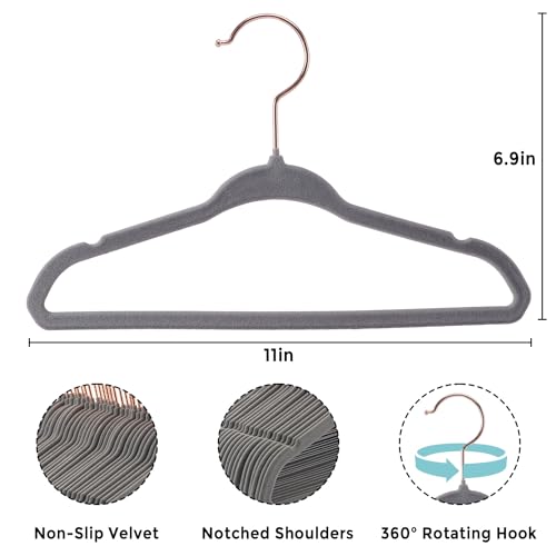 Tonswachic Velvet Baby Hangers 30 Pack - 11 Inch Non-Slip Kids Hanger for Newborn Clothes - Small Toddler Child Hangers Durable for Every Use - 10 Hanger Clips Included, Gray - color: Gray, size: 30 Pack