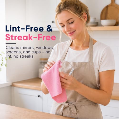 GLIMGLINT Microfiber Cleaning Cloth 150 Pack, Reusable Paper Towels 11 x 9 - color: Blue/Pink/Grey