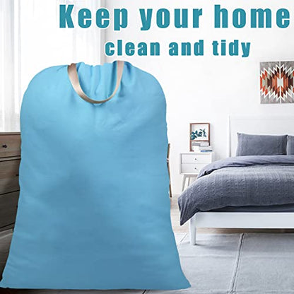 LOLOMLO Extra Large Canvas Laundry Bags with Handles & Drawstring Closure, Heavy Duty Tears Resistant Clothes Storage Travel Bags,25.5"x34",Sky Blue - color: Sky Blue