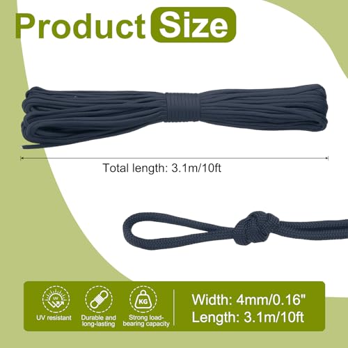uxcell 4mm Nylon Rope, 10ft Portable Clothesline for Luggage and Backpack Tie Downs, Hanging Clothes, Swings, Camping and Mountaineering Tie Downs, Navy Glue - color: Navy Glue