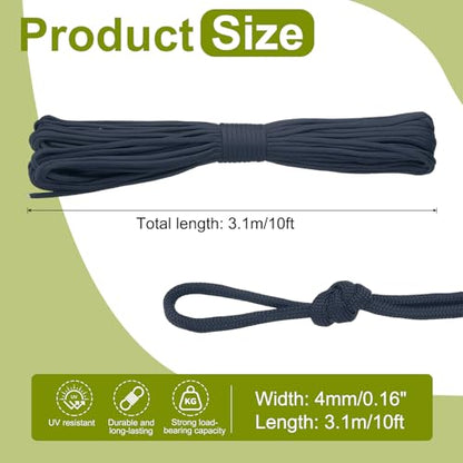 uxcell 4mm Nylon Rope, 10ft Portable Clothesline for Luggage and Backpack Tie Downs, Hanging Clothes, Swings, Camping and Mountaineering Tie Downs, Navy Glue - color: Navy Glue