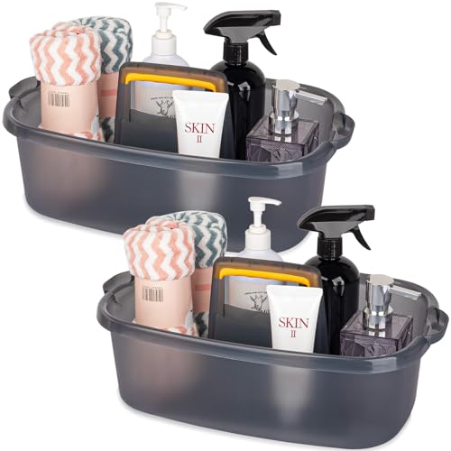 Large Cleaning Supplies Caddy Portable Shower Caddy Basket Clear Grey 2Pk - color: Clear Grey, size: Large, 2pcs