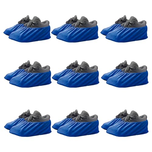 9 Pairs Reusable Shoe Covers for Indoors,Washable Shoe Covers Bowling Shoe Covers Reusable,Non Slip Shoe Covers Foot Service for Indoor Household Office Laboratory 12inch (Blue) - color: Blue