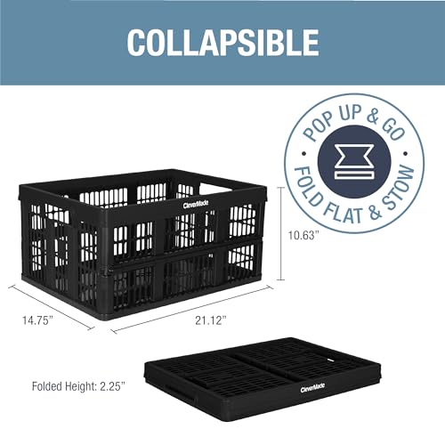 CleverMade Collapsible Utility Crate (Recycled) - 45L - Obsidian (3PK) - color: Obsidian, size: 45L - 3 Pack