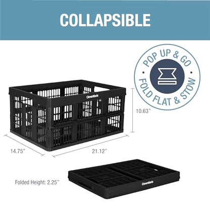 CleverMade Collapsible Utility Crate (Recycled) - 45L - Obsidian (3PK) - color: Obsidian, size: 45L - 3 Pack