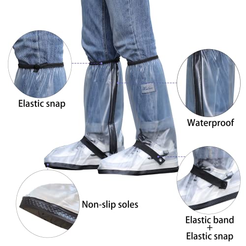 Waterproof Rain Boot Shoe Cover with Reflector Reusable & Foldable - color: Clear, size: Medium