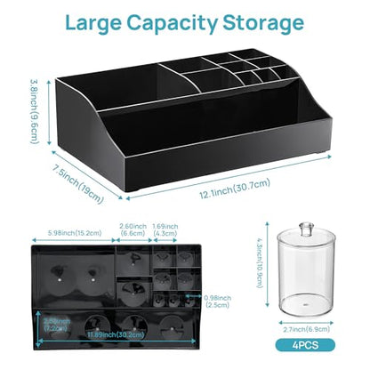 Vtopmart 5 PCS Bathroom Countertop Organizer Sets, Black - color: Black