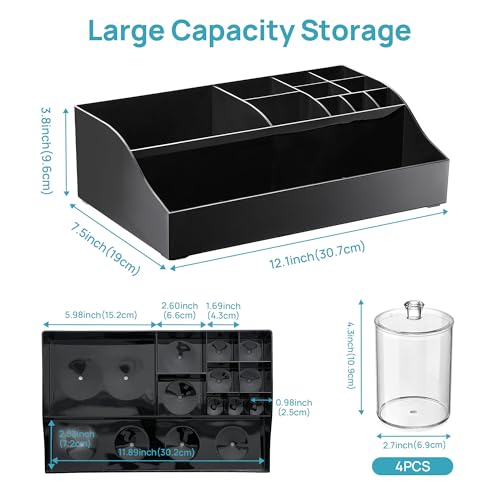 Vtopmart 5 PCS Bathroom Countertop Organizer Sets, Black - color: Black