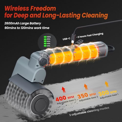 Electric Grill Brush for Outdoor Grill,150Mins Runtime BBQ Grill Cleaner with 3 Heads,3-Speed Control&Angle Adjust,Safe for Cast Iron/Stainless-Steel Grates,Ideal BBQ Gifts for Men/Dad