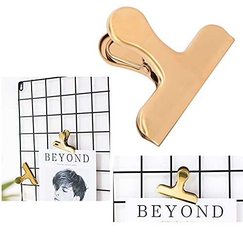 Fdit Brass Vintage Retro Clip Bill Holder with Stainless Steel - Golden T Clip