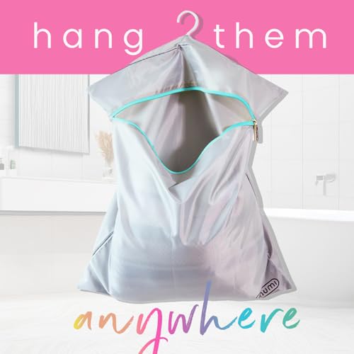 MUMI Smell-Proof Travel Laundry Bag with Folding Hanger, Blue - color: Blue