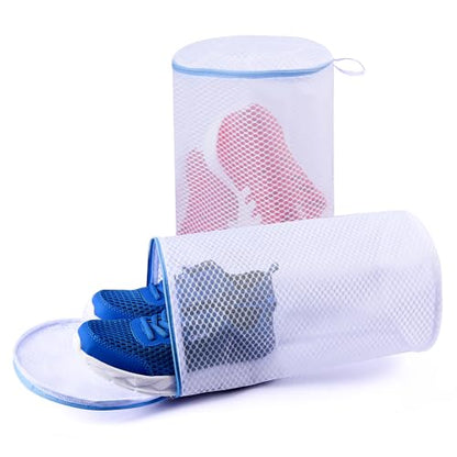 2 Pack Shoes Wash Bags,Shoe Washing Machine Bag,shoe laundry bag for washing machine，Honeycomb Mesh Laundry Bags with Zipper for Sneakers,Running Shoes,Sock,Bras,Delicates and Toys（14 in x 7.8 in）