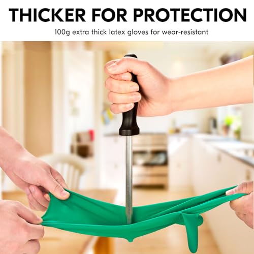 Vgo... Latex Reusable Household Gloves,Cleaning Gloves,Long Cuff (HH4601,M) - color: Green, size: Medium