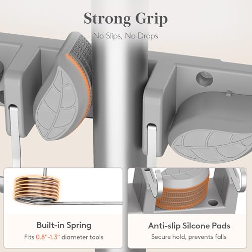 Lifewit Mop and Broom Holder Organizer Wall Mount Non-Slip, 1 Pack, Gray - color: Grey