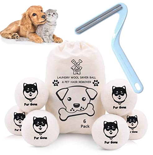 Wool Dryer Balls for Pet Hair Remover Organic Reusable Laundry Dryer Balls Pre-Wash Lint Remover for Dog/Cat Pet Hair Shaver for Laundry Hair Catcher for Washing Machine