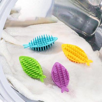 5Pcs New Fishbone Shape Laundry Balls Soft Glue Reusable Softener Ball Anti-Winding Decontamination Laundry Tablets,Random Color (8 * 4cm)