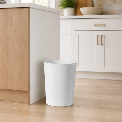 UUJOLY Plastic Small Bathroom Trash Can Wastebasket Garbage Can, White - color: White, size: 1.8 Gallon/1 Pack
