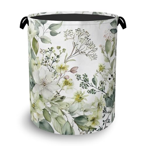 Flowers Plants HerbsLaundry Hamper,Dirty Clothes Laundry Basket with Handles Waterproof Oxford Cloth Storage Basket for College Dorms Bathroom Bedroom 16" x 20.8" - color: Flowers Plants Herbs