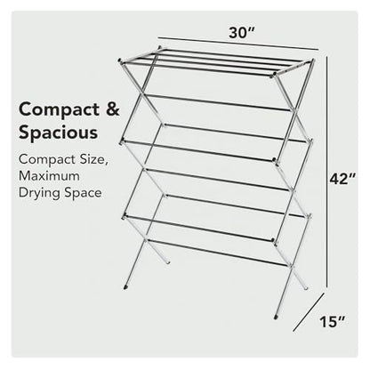 Displays By Jack Portable Collapsible Clothing Dryer Rack, Foldable Drying Rack for Clothes, Lingerie, Towels, Linens, Laundry Home Apartment Must Haves, Metal Chrome Finish