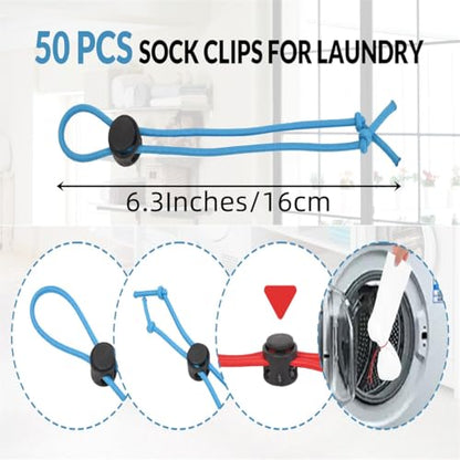 50Pcs Sock Clips - Amazing Laundry Sock Holder and Tie Clips - Organizer for Washing Machine and Dryer
