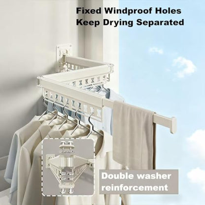 Clothes Drying Rack Wall-Mounted, 3-Fold Retractable Clothes Hanger with Windproof Holes & Detachable Design, Sturdy Foldable Laundry Rack for Balcony, Bathroom Use (Gunmetal Gray) - color: Gunmetal Gray