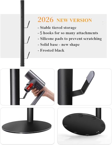 XIGOO Vacuum Stand for Dyson V15 Detect, V11 V10 V8 V7 V6 - color: Black, style: 5 Hooks
