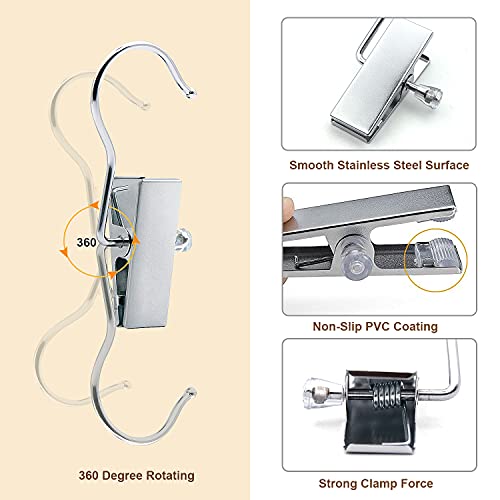 Coideal Boot Hanger Clips Hooks - 8 Pack Laundry Hook Hanging Clothes Pins Portable Stainless Steel Clothing Organizer Pant Holder for Travel,Closet,Towel (Silver) - color: Silver