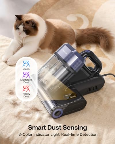 Mattress Vacuum Cleaner with 275nm UV-C Light & 149℉ Heat, 16Kpa Powerful Suction Bed Vacuum for Pet Hair & Dander, Smart Dust Sensor, Anion & Aromatherapy, Corded for Bed, Sofa, Couch, Purple - color: Purple