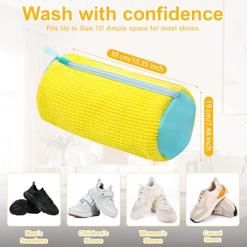 Washing Machine Shoe Bag, Anti-Deformation Thick Mesh Laundry Bag with Zipper Lock, Anti-Tangle Shoe Protector for Sneakers Canvas Running Shoes, 1-Pack Yellow - color: Yellow
