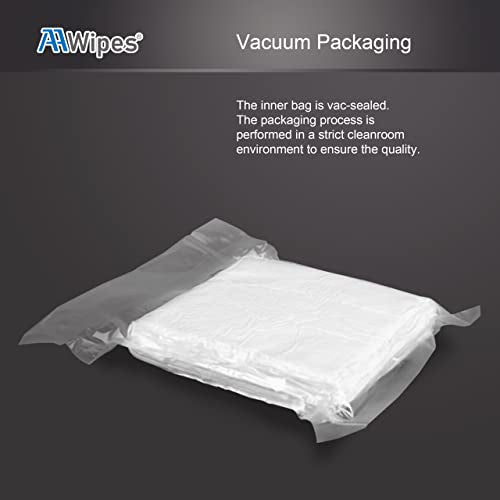 AAWipes Cleanroom Cloth Wipes 6"x6" (Bag of 150 Pcs) Double Knit 100% Polyester Wipers Lint Free Cloths with Ultra-fine Filaments, Laser Sealed Edge, Class 100 Cloths, Ultra-soft Wipes