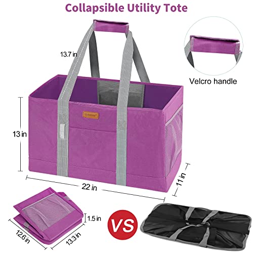 WONDAY RoseRed Foldable Utility Tote Bag, Reusable Grocery Bag - color: Rosered