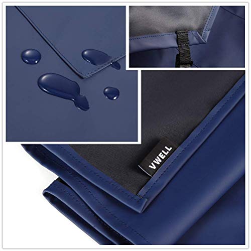 VWELL Waterproof Rubber Vinyl Apron W/ 2 Pockets - Lab Apron for DishWashing, Grooming 2Pack - color: Blue-with Pockets-2 Pack