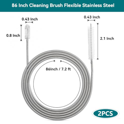 2-Pack 86 Inch Double-Ended Flexible Drain Brush for Sunroof & AC Lines - style: 86 IN