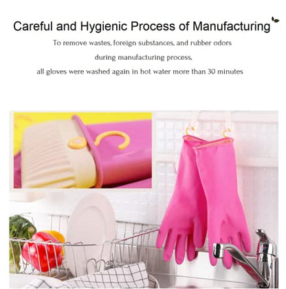 Myungjin Reusable Waterproof Household Dishwashing Non-Slip Cleaning Rubber Gloves with Hang-Dry Hook (1 Pair/Small) - size: 1 Pair / Small