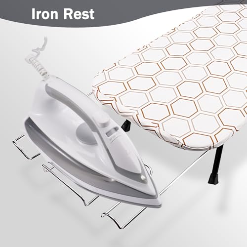 SheeChung Small Ironing Board with Rest,Mini Foldable Iron Board,32" Lx12 W - style: Hexagon with rest-32"L x 12"W