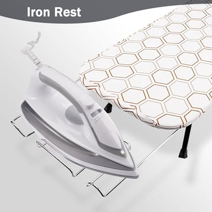 SheeChung Small Ironing Board with Rest,Mini Foldable Iron Board,32" Lx12 W - style: Hexagon with rest-32"L x 12"W