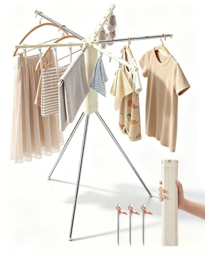 Foldable Tripod Clothes Drying Rack for Balcony, Hotel, Apartment, Bedroom