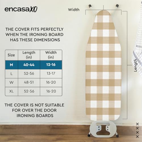 Encasa XO Ironing Board Cover and Pad, Thick Felt 42"x14" - color: Buffalo Beige, size: Medium