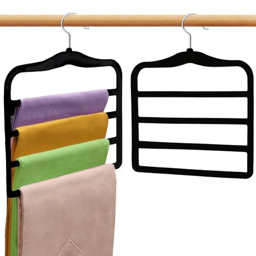 Closet Organizers and Storage, 2 Pack Pants-Hanger-Space-Saving - color: Black+sliver