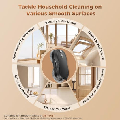 KKI Window Cleaning Robot, Auto-Dual Spray,for High-Rise Windows 4min/㎡ - color: Black