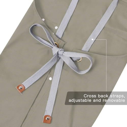 Chef Apron-Cross Back Apron for Men Women with Adjustable Straps - color: Beige