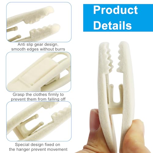 Velvet Hanger Clips, 40 PCS, Beige - color: Beige