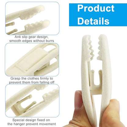 Velvet Hanger Clips, 40 PCS, Beige - color: Beige