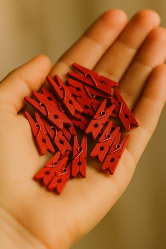 LWR CRAFTS Wooden Mini Clothespins 100 Per Pack 1" 2.5cm (Red) - color: Red