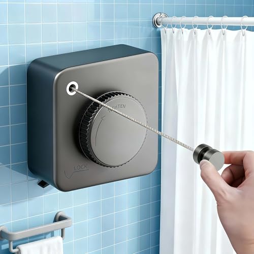 Retractable Clothesline, 16.8 FT Indoor Wall Mounted Laundry Line